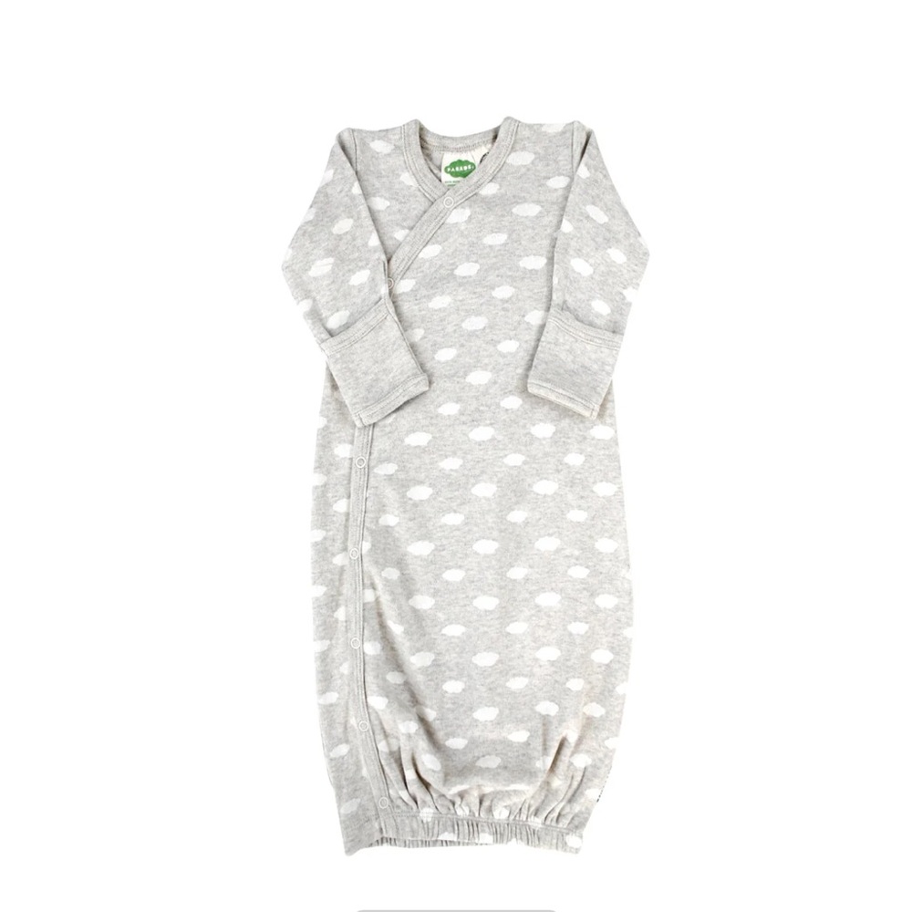 Parade Organics Organic Gown - Signature Print gray clouds 0/3m